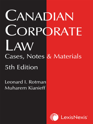 cover image of Canadian Corporate Law
